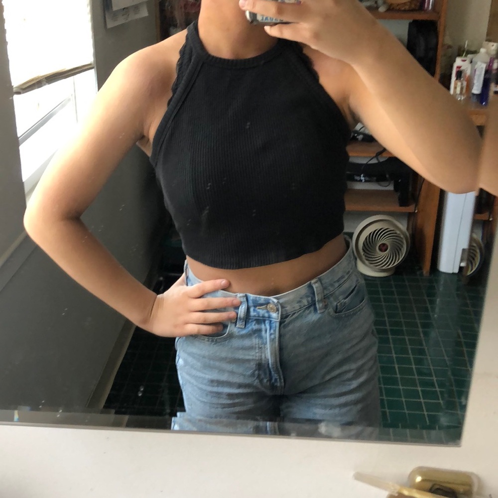 Hollister black halter crop top